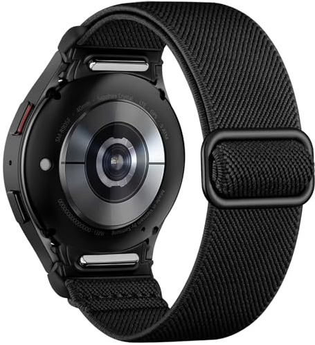 Mastten Elastisk nylonrem kompatibel med Samsung Galaxy Watch 7/6/5/4 rem 40 mm 44 mm/Galaxy Watch 6 4 Classic/Galaxy Watch 5 Pro/FE 40 mm, inget mellanrum ett klick snabbfrigörande sportband för