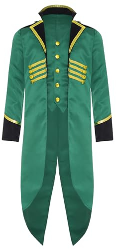 YONGHS Boys Girls Renaissance Corset Jacket Kids Medieval Tailcoat Tuxedo Long Steampunk Frock Coat Green 8 Years