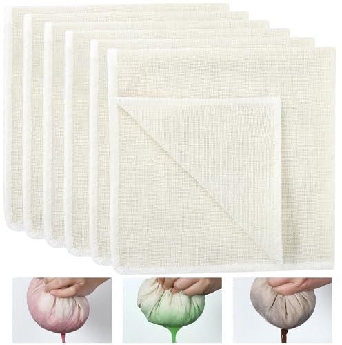 6 Stück Passiertuch, 40x40cm Käsetuch Feingewebt Dichtegrad 100 Cheesecloth Ungebleichte Reine Baumwolle mulltuch mit Sauber Umgeschlagene Saum, Seihtuch Waschbar und Wiederverwendbar