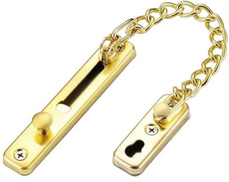 Serratura Porta Blindata in Acciaio Inossidabile, Serratura Porta Interna di Casa, Serratura per Porta Scorrevole con Bloccaggio Interno, Senza Punzonatura, Catena Spessa, per Porta Interna(Gold)