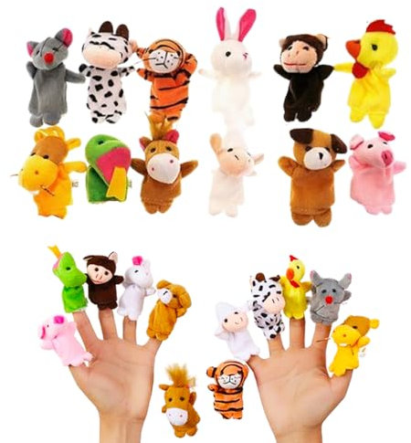 Fingerpuppen Baby,Fingerpuppen für Kinder,Fingerpuppen,Cartoon kleine Handpuppe Spielzeug,Mini Plüsch Tier Fingerpuppen für Geburtstag Kinder Party Taufe Babyparty Mitbringsel Geschenk(12 Stück