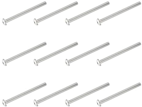 PATIKIL Viti A Testa Bombata Con Innesto Esagonale, 12 Pezzi #8-32 UNC x 2 Pollici 304 Acciaio Inossidabile Innesto Esagonale Filettatura Completa Bulloni Macchina Per Mobili, Argento