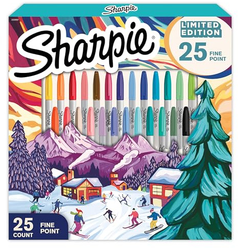 Sharpie-Permanentmarker-Set | Sonderserie mit festlichen Farben | feine Spitze | 25 Markierstifte