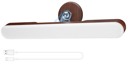 Rinfency Makeup Mirror Lights, Rechargeable Battery Dressing Table Lights | Stick On Mirror, 4000mAH, Touch Make Up Vanity Lights, Screw-Free Portable LED Lamp Bathroom Lighting USB Light Bulb (Walnut)