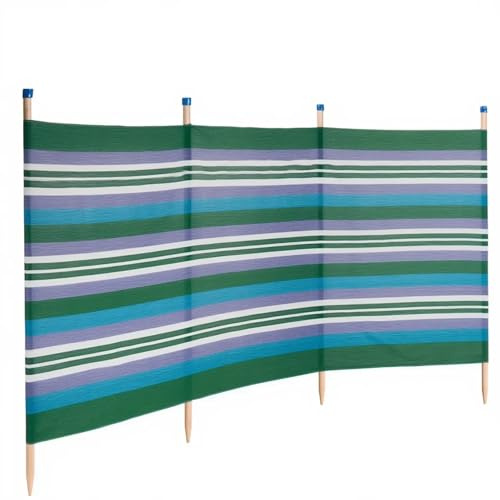 AQS INTERNATIONAL - Green Hardwood Windbreaker - Heavy Duty Outdoor Garden Beach Privacy Screen - Foldable Wooden Pole Fence - Wind Protection for Camping Patio Balcony Deck Backyard