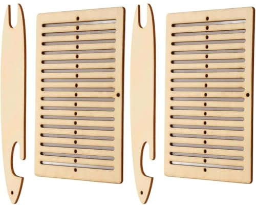 FEETER Kit de Tissage Rigide 4 Pi¨¨Ces, Navettes et Accessoires en Bois pour D¨¦butant Adulte, Ensemble de Tissage pour Bracelet, Sac, Ceinture
