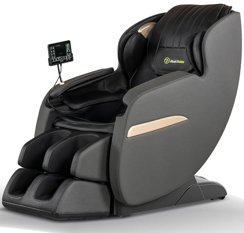 Real Relax 2026 Upgraded 2D SL-Track Massage Chair,Recliner Full Body Zero Gravity with 8 Auto Modes and Upgraded LCD Screen,Added Voice Broadcast,Headrest Cushion,Child Lock and Pause Button,Black
