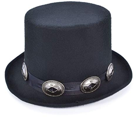 shoperama 80er Jahre Rockstar Zylinder Rocker Hut Schwarz Heavy Metal Herren Damen