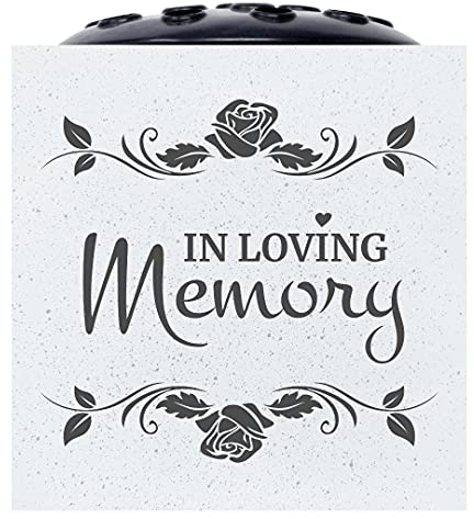 In Loving Memory Rose Memorial Graveside White Flower Bowl Vase Pot