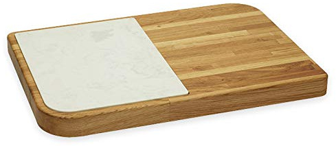 Legnoart Grand Cheese Place - Piatto da formaggio in legno di quercia con inserto in marmo e piedini antiscivolo, misura XL