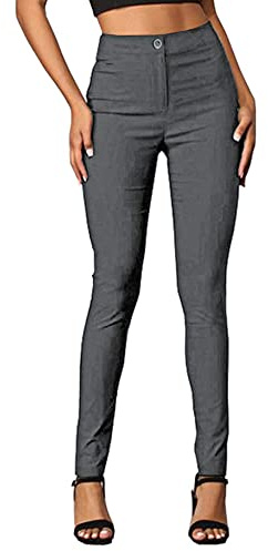 femiss Girls School Trousers Grey – Skinny Fit Stretchable Pants for Women, Formal Office Work Wear, Comfortable Elastic Fabric, Available Sizes 4–18, (Grey,12-Short)
