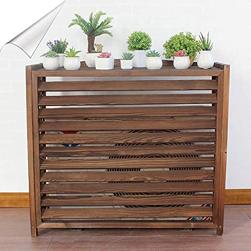 Support De Climatiseur En Bois Extérieur, Grille Anti-corrosion En Bois, Couverture De Climatiseur À Persiennes Extérieures, Support De Fleurs Pour Climatiseur En Bois Massif - Couleur : Carbonisé