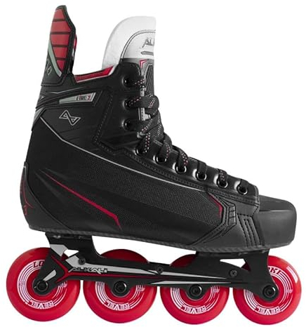 Alkali Hockey Inline Roller Skates FIRE 3 Senior Two Piece Hi-Lo Aluminium Chassis ABEC 7 Speed Bearings Felt Tongue Heat Mouldable Interior (Width E, Size 10.0)