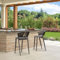 PURPLE LEAF Hoher Barhocker 2er Set, Gartenstühle mit Alu-Gestell Tresenhocker Rattan, Designer Barstuh, mit Fußstütze & Lehne, Gepolsterte Sitze, für Bar, Cafés, Steingrau
