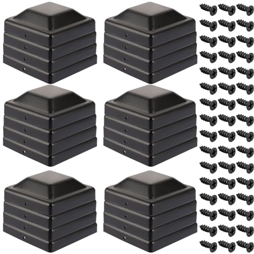 WOPPLXY Lot de 24 Chapeau Poteau Bois 9x9 en Plastique PP, Chapeau de Poteau 9x9 avec Vis Libres, Chapeau pour Poteau Bois Protègent les Poteaux en Bois et Anti-Craquage (Noir)