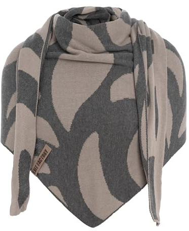 Knit Factory - Leaf Trekantssjal - Pebble Grey/Med Grey - 200x70 cm