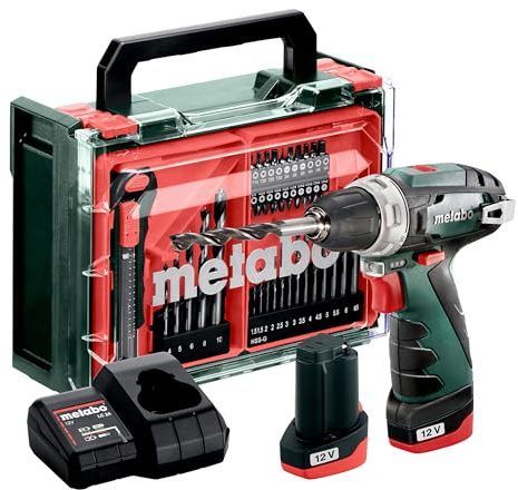Metabo PowerMaxx BS Basic Set Borrskruvdragare batteri 12 V 2 Ah Li-Ion inkl. 2x batterier, inkl. laddare, borstfri, in