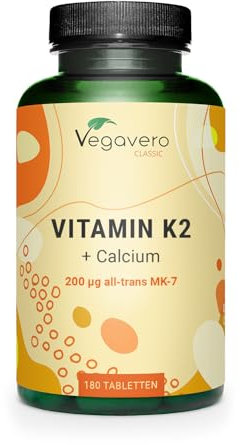 Vitamin K2 Tabletten Hochdosiert | 200 μg MK-7 | Deutsche Produktion | Ohne Zusatzstoffe | 180 Stück | 100% Vegan & Laborgeprüft | Vegavero