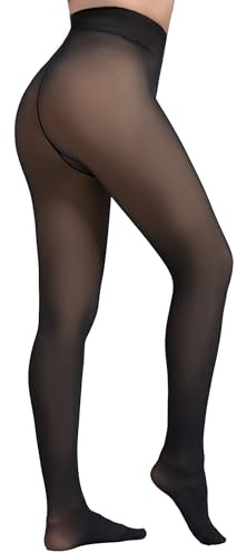 Apriddeo 2025 More Warmth Women Fleece Lined Tights Fake Translucent High Waist Thermal Pantyhose Thick Sheer Legging