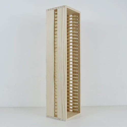 Scaffale porta CD in legno di pino naturale, scatola portaoggetti da scrivania per 31 CD, DVD, dischi di gioco, elegante espositore per custodie di film e collezione multimediali
