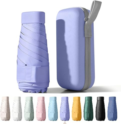 Betrynidil Paraguas Plegable Ultra Compacto y Portátil para Viaje, Protección UV 99% e Impermeable para Hombres y Mujeres (Morado)