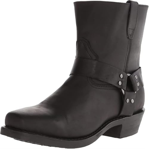 Genérico Botas Vaqueras Estilo Western Con Puntera Cuadrada Antideslizante | Diseño Con Cremallera Lateral, Plantilla Acolchada, Exterior Con Tacos De Goma (Black 38 EU)