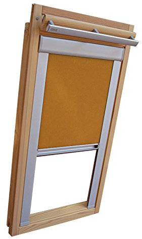 Hochwertiges Verdunkelungsrollo Rollo Thermo gelb mit Seitenschienen für Velux DKL-EP GGL,GPL,GHL,GTL UK08 ALU // Verdunkelungsrollo/Verdunkelungs-Rollo/Fensterrollo