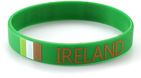 Komonee 1 x Ireland Green Silicone Rubber Wristband St Patricks Day Saint Paddys World Cup Irish Sports Event Football Country National Flag for Sports Fans