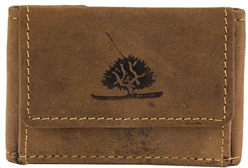 Greenburry Vintage Minibörse kleine Leder Geldbörse Portemonnaie Geldbeutel 1681, Farbe:Brown