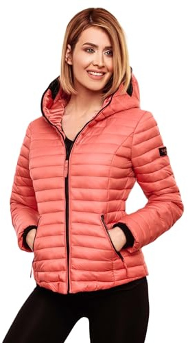 Navahoo Damen Übergangs Stepp Jacke mit Kapuze B348 [B348-Kimuk-Coral-Gr.XS]