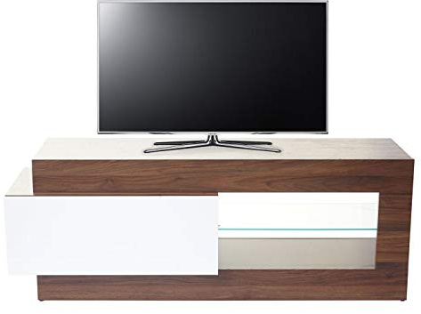 Mendler TV-Rack HWC-B51, Fernsehtisch Lowboard Schrank, 3D-Struktur Walnuss-Optik Hochglanz 55x150x47cm