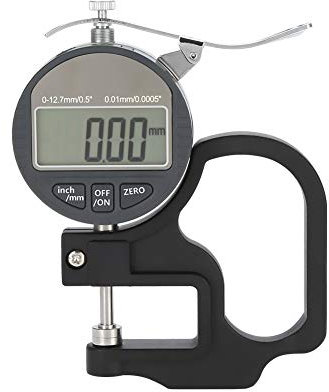 Medidor de espesor digital - Probador de espesor portátil de 0-12,7 mm Precisión de 0,01 mm con pantalla LCD precisa Adecuado para papel, cuero, herramienta de medición de espesor de placa de metal