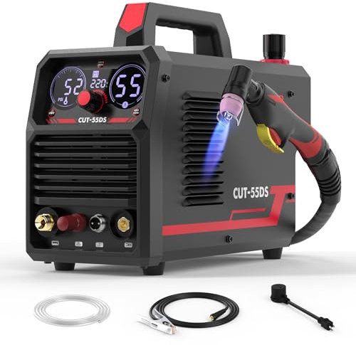 YESWELDER CUT-55DS Plasma Cutter, 55Amp Non-Touch Pilot Arc Air Power, Large Digital Display 110/220V Dual Voltage IGBT Inverter Plasma Cutting Machine with ETL Approved