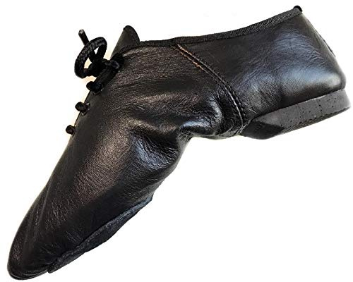 Jazz Dance Shoes Jazz Shoes Modern Stage Dance for Girls - Rubber Split Sole - Black Leather Jazzy (Size 5.5 UK Girls)