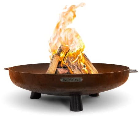 MOODZ Outdoor Living Brasero 60 cm - Brasero Exterieur - Barbecue brasero - Brazeros Exterieur Barbecue Plancha -Acier Corten- 60x60x80 cm