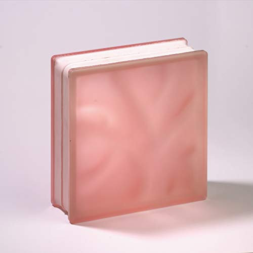 Bloque de Cristal Lux Glass Rosa Ondulado Satiinado 2 caras | cm 19x19x8 | Unidad de venta 1 caja de 6 pzas