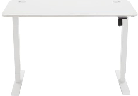 Amazon Basics, Scrivania sit-stand con regolazione dell'altezza elettrica, 120 x 60 cm, ergonomica, facile da usare, con piano bianco e cornice bianca