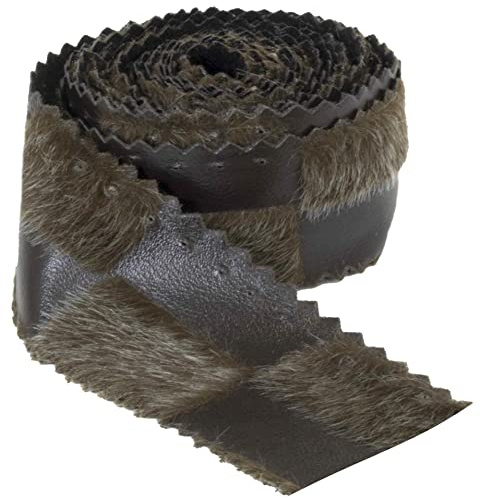 Aerzetix – C60702 – band av konstläder med syntetiskt hår – 2 meter x 35 mm – färg: brun – för tillverkning av kläder, korta varor, hobbydekoration