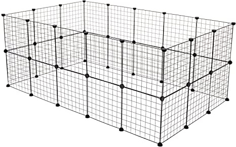 TactFire Parc Enclos, DIY Porte Petit Animal Pet Fence, Cage, Clôture, Intérieur, Modulable, pour Cochon d’Inde, Lapin, Hérisson, Petits Animaux, Panneaux Grillagés, 175 x 105 x 70 cm, 32 PCS, Noir