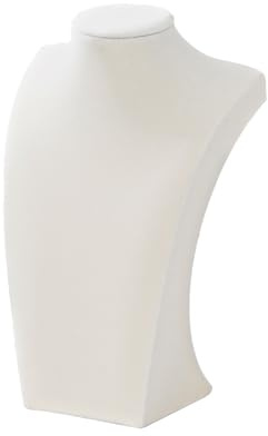 Espositore a busto per collane per la vendita, espositore per collane in velluto beige, organizer portacolane per gioielli per uso domestico o in negozio (altezza 28 cm)