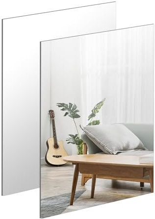 TSKDKIT 2 Stück Wandspiegel Selbstklebender Glasspiegel 30 x 21cm HD Dekorative Wandspiegel Rahmenlos Spiegel Groß für Gäste WC, Badzimmer, Ankleidezimmer, Wohnzimmer etc