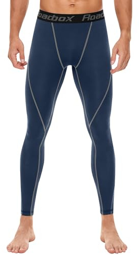 Roadbox Men's Compression Pants Base Layer Tights Leggings for Workout Running (Navy Blue, S)