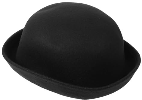 VALICLUD Damen Filz-bowlerhut Schwarz Rollbarer Krempe Weicher Wollfilz Winter Frühling Herbst Modisch Alltagsschick Einfach Formstabil