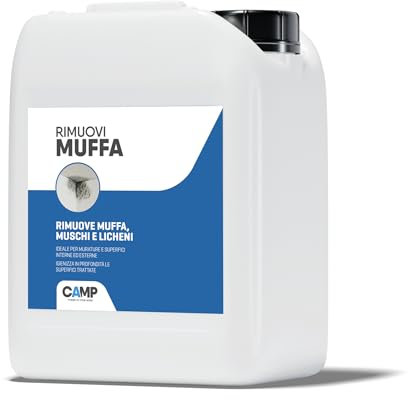 CAMP Rimuovi Muffa - Antimuffa per Muri Interni ed Esterni ad Azione Rapida, Antimuffa Igienizzante Pronto all'Uso, Ideale per Rimuovere Muffe, Muschi e Funghi - Prodotti Pulizia Casa, 5 L