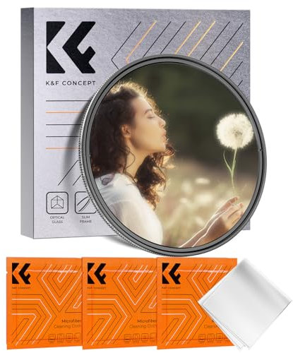 K&F CONCEPT 77mm Filtre Black-Mist 1/4 et Filtre ND2-32 2 en 1 et Chiffon de Nettoyage Effet Spécial pour Objectif Appareil Photo