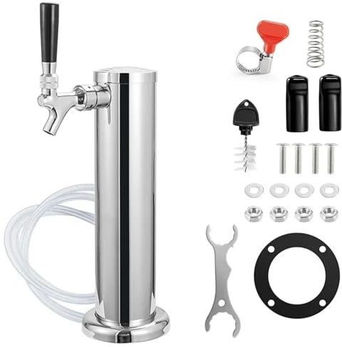 Colonne à BièRe Avec Robinet Tour à bière, distributeur de tour de Kegerator de bière pression, colonne de bière polie de 3 pouces avec outils de clé à tube Tour à BièRe Pour La Maison, Le Bar, Les Pi