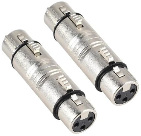 MAIXIANGGUOJI XLR Female to Female Adapter, XLR 3 Pin Coupler Microphone Line Adapter Mic Barrel Extension for Microphones Mixers Audio Equipment (silvery, 2 Pcs)