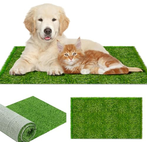 WANDGU Toilette réutilisable pour chien, tapis de pelouse : 50 x 70 cm, gazon artificiel de qualité supérieure, tapis de dressage pour balcon, terrasse, jardin (sortie d'eau)