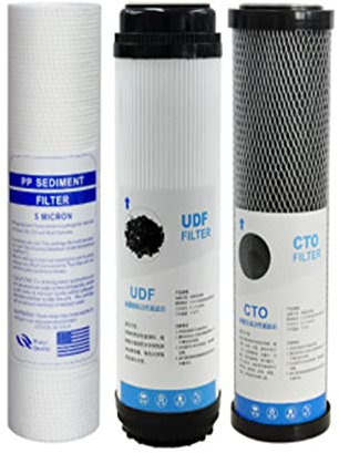 Vattenfiltersystem, 10 tums vattenfilterpatron CTO/UDF/PP Vattenfilter aktivt kol Helvattenfiltersystem Tillbehör(Wit)