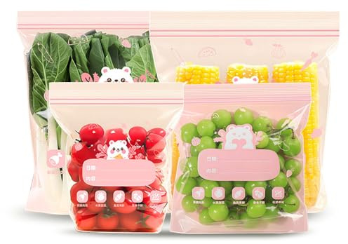 Jrhncy 75 Stück Gefrierbeutel,BPA-frei Gefrierbeutel wiederverwendbar für Lebensmittel,Frischhaltebeutel,zipper Beutel,Versiegelter Küche Beutel für Gemüse Milch Snacks Fleisch Sandwichbeutel